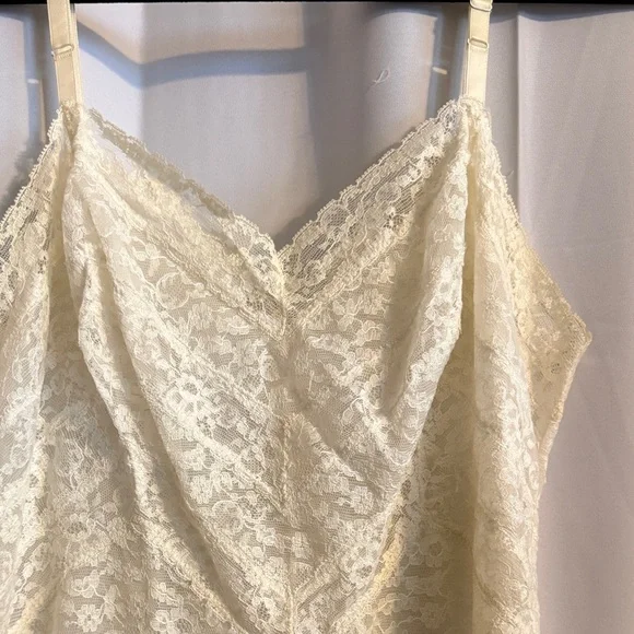 Vintage 60s Ivory Lace Slip Dress Made in USA S - Picture 3 of 13